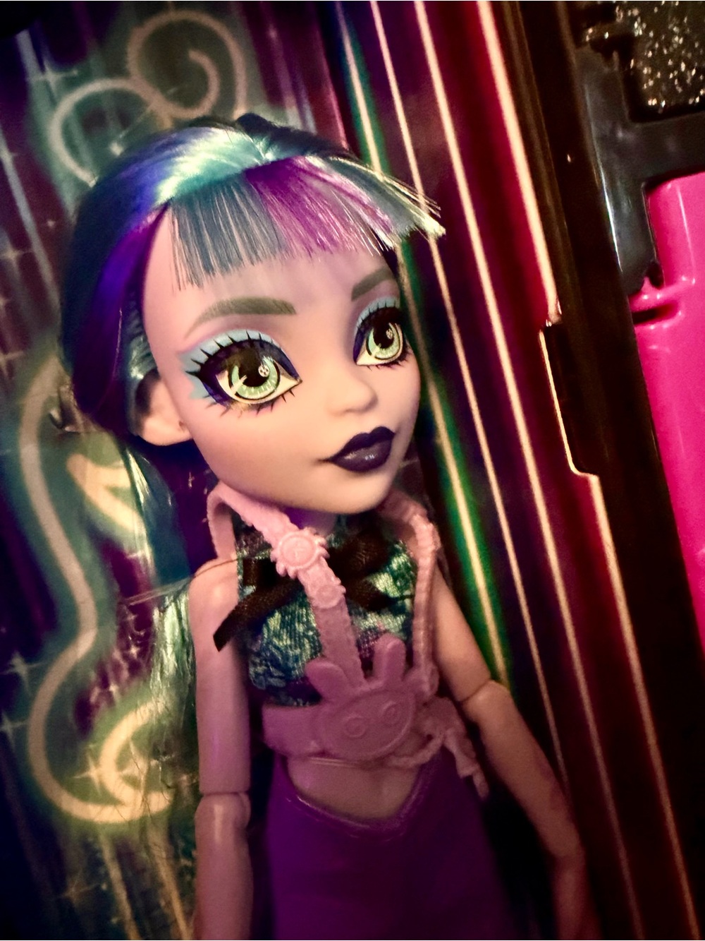 Monster High Doll Twyla Skulltimate Secrets: Neon Frights, Blue and Purple
